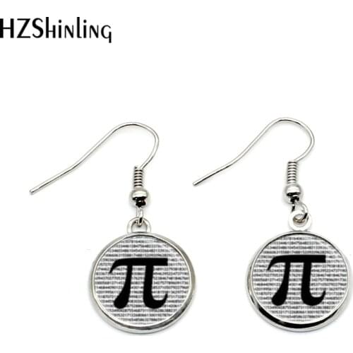 NHE-003 PI Earrings Math Jewelry Gifts Teachers Science Mathematics Symbol Black and White Art Earring