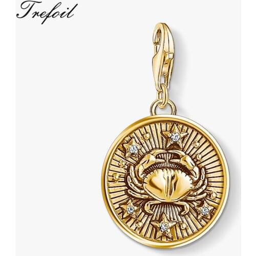 Zodiac Sign Cancer Charm,2019 Fashion Jewelry 925 Sterling Silver Vintage Gift For Women Men Boy Girls Fit Bracelet Necklace Bag