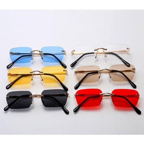1PC Small Rectangle Sunglasses Women Rimless Square Sun Glasses for Women 2021 Summer Style Female NV400