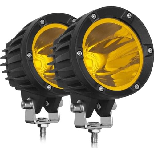 LED Pods 2PCS 4 Inch 50W 6500K Fog Light Motorcycle LED Headlight Amber Spot Lights Offroad Driving Work Light(Yellow/White)