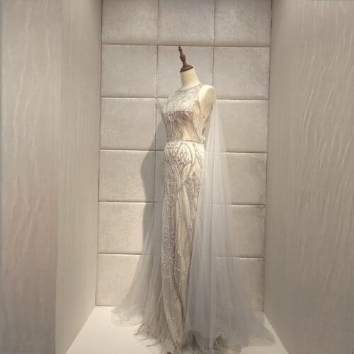 Sparkling beads Evening dress 2020evening dress robe de soiree luxury long dress party Featured Cloak