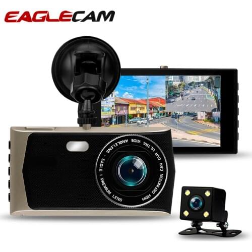 Eaglecam Dash Cam Dual Lens Full HD 1080P Car DVR 4" Touch Screen Camcorder Night Vision Car Camera Parking Auto Registrar