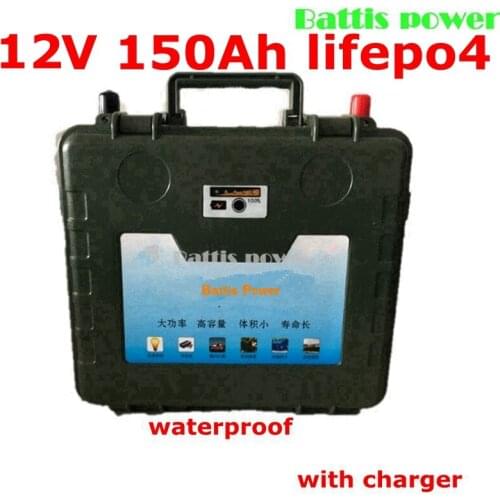 Waterproof 12v 150AH lifepo4 rechargeable battery for medical instruments relief equipment Solar energy light + 10A Charger
