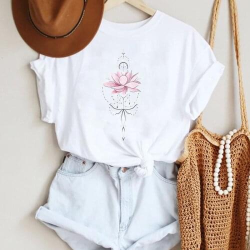 Women Short Sleeve Flower Love 2021 New Fashion Cartoon Summer Lady Print Tee Graphic T Top Female Tshirts Clothes T-Shirt