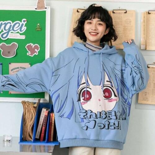 Cute Harajuku Cartoon Hoodie Streetwear Hip Hop Women Sweatshirts Casual Autumn Japanese Tops Kawaii Funny Amine Hoodie Femme