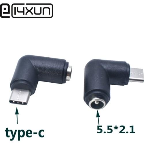 1pcs DC 5.5*2.1mm 5.5 x 2.1 mm Female jack to Type-C USB 3.1 Male Plug 90 Degrees DC Power Connector Adapter DC to Type C male