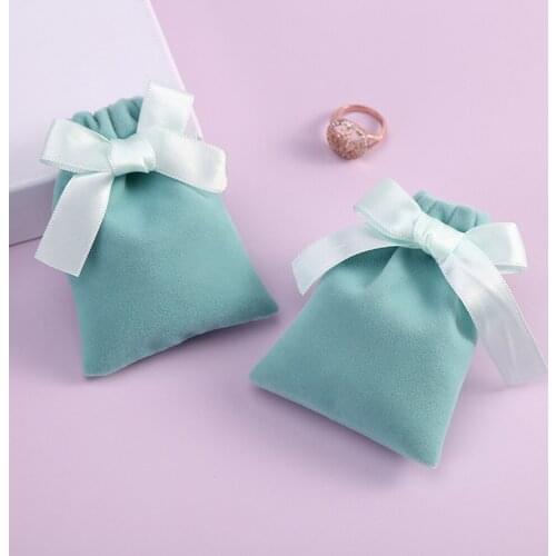 1 Pcs New Velvet Bags Jewelry Packaging Drawstring Style Gift Bags Bandage Bow Decor Wedding Party Favor Storage