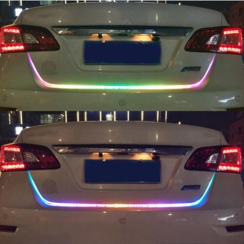 12V Car Rear Trunk Tail Light Dynamic Streamer Reverse Warning LED Strip Light Auto Brake Stop Signal Lamp Sticker