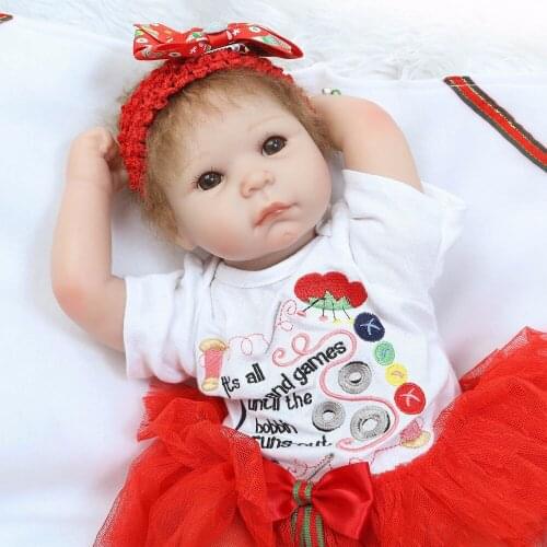 20" Bebe girl doll reborn with red princess dress set children gift fashion baby reborn dolls toys bonecas