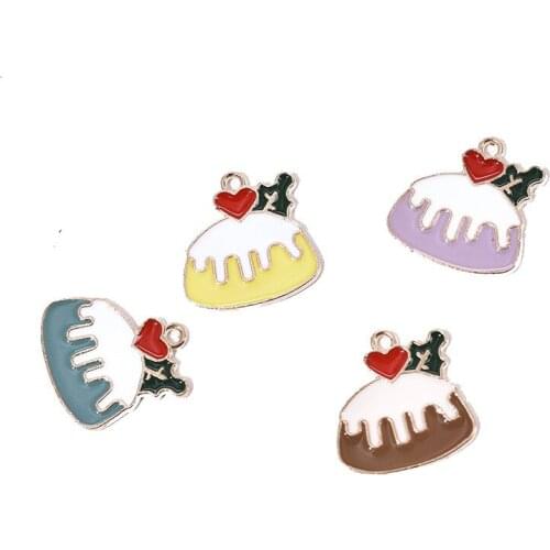 20pcs/lot Enamel Cake Love Heart Charm For Jewelry Making Cute Earring Pendant Bracelet Necklace Charms Diy Jewelry Accessories