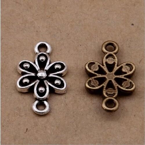 30pcs 17x10mm Antique Silver/Bronze Flower Bracelet Necklace Connectors End Clasps Charms Pendant for DIY Jewelry Making Z615