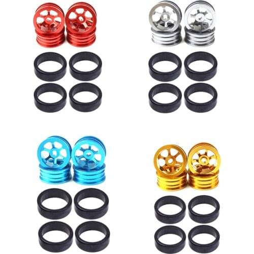 4Pcs Metal Wheel Rim & Hard Tyre Tires for Wltoys K989 K969 Iw04M Iw02 Mini-Z Mini-Q Mini-D 1/28 RC Car