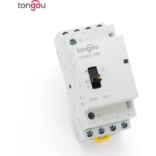 4P 20A 4NO 400V 50/60HZ Din rail Household AC Modular contactor with Manual Control Switch
