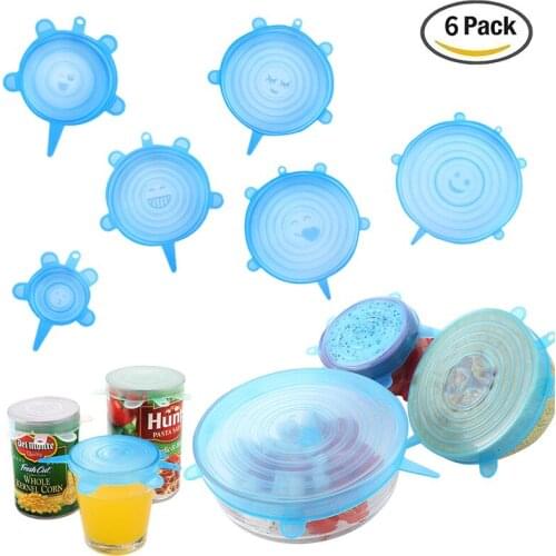 6pcs Silicone Fresh-keeping Cover Bowl Cover Sealed Refrigerator Fresh-keeping Film Universal Pot Cover