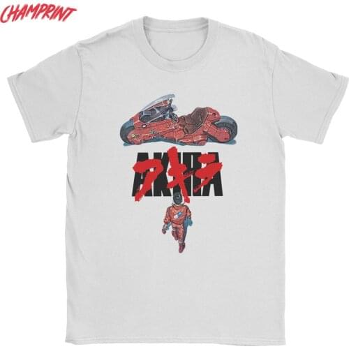 Akira Motorcycle Manga T-Shirts for Men Anime Cool 100% Cotton Tee Shirt Crew Neck Short Sleeve T Shirts Original Clothes
