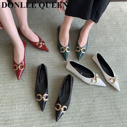 New Fashion Women Flat Shoes Brand Metal Design Printed Toe Flats Ballet Shallow Soft Ballerina Slip On Moccasin Chaussure Mujer