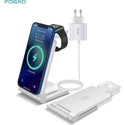 20W 3 in 1 Qi Wireless Charger for iPhone 12 11 Pro XS XR X 8 For Apple Watch 6 5 4 3 2 AirPods Pro Fast Charging Dock Station
