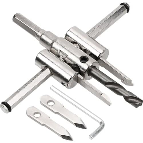 DIYWORK Cordless Circle Cutter Wood Circle Hole Saw Cutter Tool Kit Adjustable Drill Bit 40-120mm