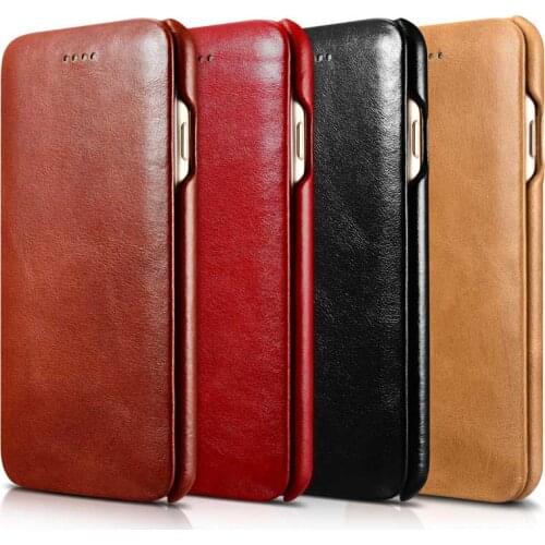 For iPhone 7 8 Flip Case iPhone XS XR Cowhide Genuine Leather Phone Case Apple iPhone 7Plus 8Plus 11Pro 12 Business Smart Cover