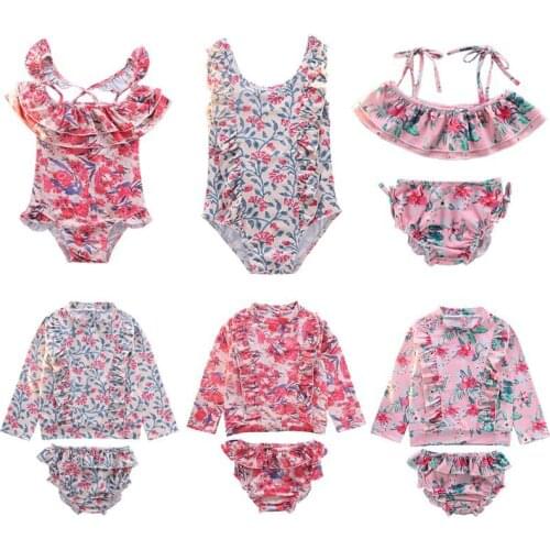 Baby Swimwear Bikini Girl Baby Swimming Suit Boy Swimming Wear Flower Children Brand Hawaii Clothes Summer Vacation