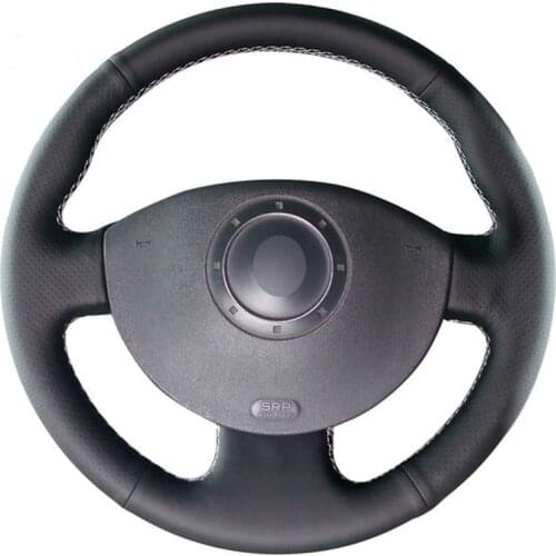 For Renault Megane 2 2003-2008 Kangoo 2008 Scenic 2 2003-2009 Black Artificial Leather Hand-stitched Car Steering Wheel Cover