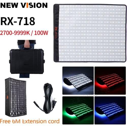 Falcon Eyes RX-718 100W RGB 2700-9999K Portable LED Photo Light + Honeycomb Grid Flexible Photography Safety Box