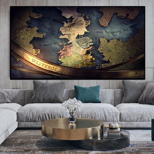 Game of Tones Seven Kingdoms Word Map Art Print Canvas Painting Oil Painting Poster Modern Wall Art For Living Room Decor Home