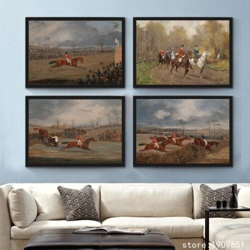 No frame classical court figure horseback hunting dog canvas printings oil painting printed on cotton art decoration pictures