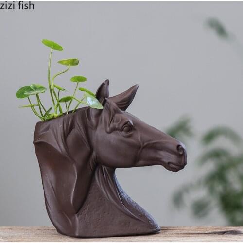 Ceramic Succulent Flower Pot Swan/horse Hydroponic Flower Pot Decorative Vase Animal Ornaments Crafts Plant Pot Flower Vase