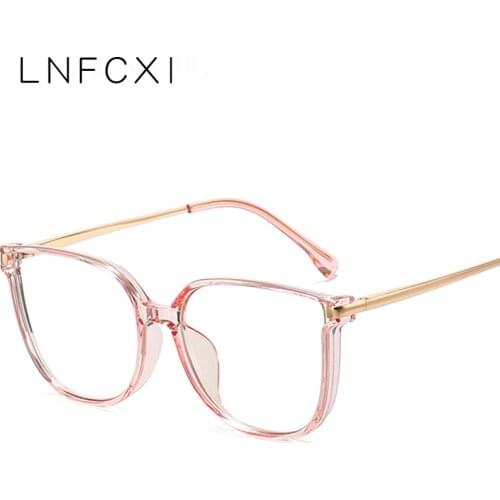 LNFCXI Retro Spring Hinge Square TR90 Metal Women Glasses Frame Clear Anti Blue Light Eyewear Men Optical Frame
