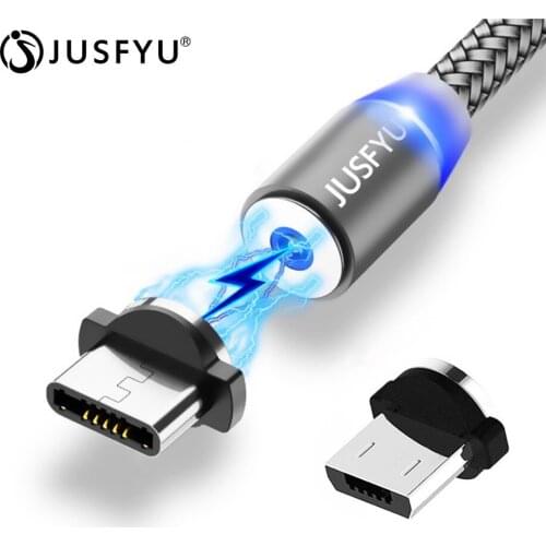 JUSFYU 360 Degree Magnetic Micro USB Cable Fast Charging USB Type C Cable Magnet Charger Data Charge USB Cable Mobile Phone Cord