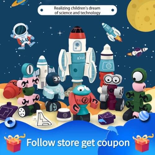Magnetic Construction Set Puzzle Robot Building Block Children Toys Constructor Educational Montessori construction set for boys