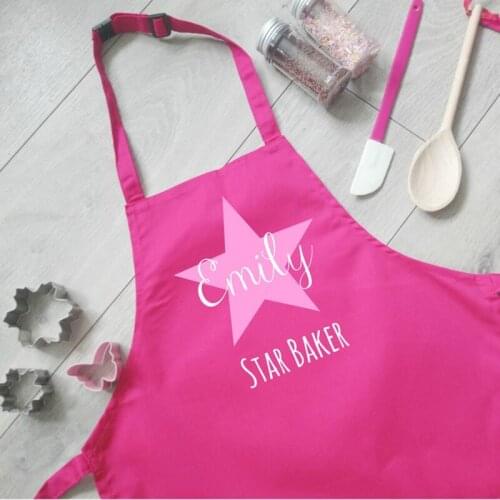 Personalised Childrens apron set, health and safety apron,with name lovely apron,Kids Cooking Funny gifts,Mini Chef Girl Pink