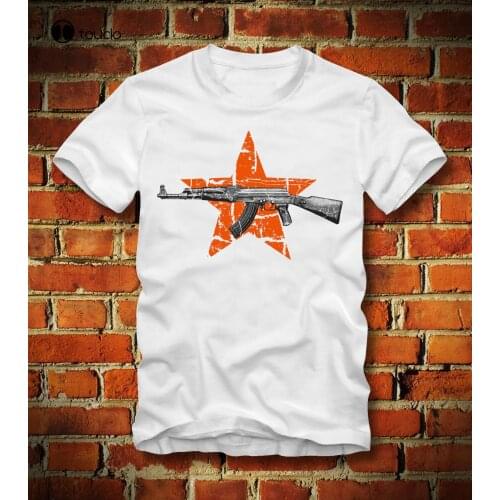 New Summer Tee Shirt Funny T Shirt Ak 47 Kalashnikov Russia Putin Kommunismus Russland Stern 56 Custom T-Shirt