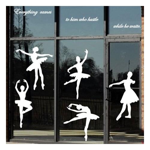 Real New Ballet Dance Music And Art Wall Bedroom Pegatinas For Kids Rooms Sticker Window Silhouette Glass Glass Posted Pvc 2021