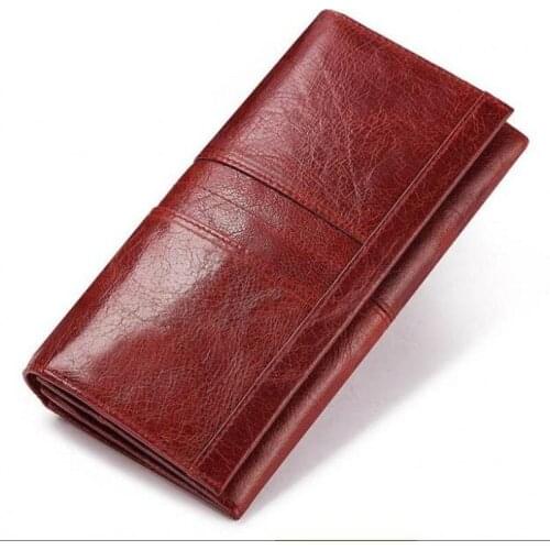 New women wallets high quality genuine Leather long style money clutch bag Fashion designer Oil wax skin Lady hasp Coin Purse