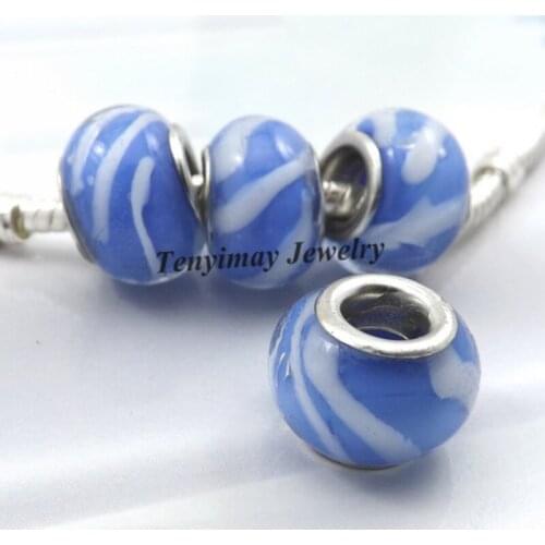 Wholesale 50pcs/lot European Charm Beads Lampwork Glass Beads For Snake Chain Bracelet LB817