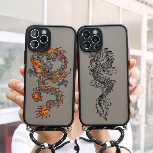 Necklace Lanyard Rope Case For Samsung Galaxy A52 A32 A72 A50 A51 A11 A21S A30 A41 A70 A71 A91 M31 Dragon God Pattern Soft Cases