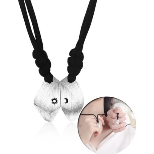 Pendant Necklace Distance Faceted 2Pcs Stars Moon Couple Lovers Friendship