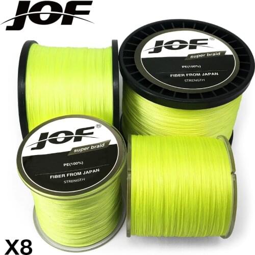 JOF Braided Fishing Line 8 Strands Fluorescent Yellow 100M 150M 300M 500M 1000M Cord linha multifilamento 8 Fishing