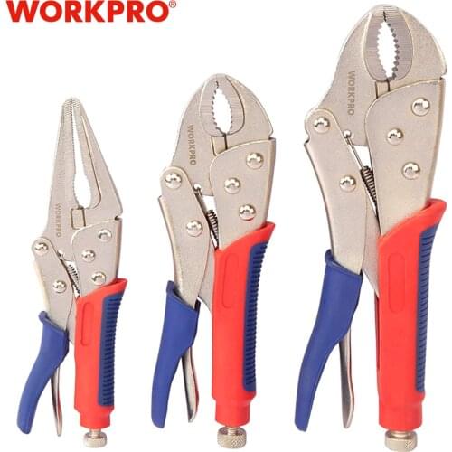 WORKPRO 3PC Locking Pliers Welding Tools Pliers Set 7" 10" Curved Jaw Pliers 6-1/2" Straight Jaw Pliers