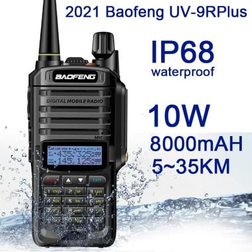 2021 Baofeng UV-9R PLUS Walkie Talkie Portable for Hunting Waterproof Two Way Car Radio Station Ham Radio IP68 High Frequency