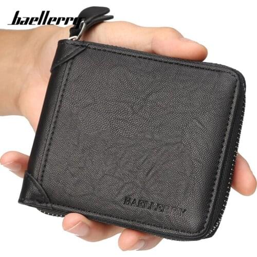 Baellerry Wallet Male Casual Zipper Men Wallets Business ID Card Holder Billfold Coin Purse Handbag Clutch New Mens Carteira