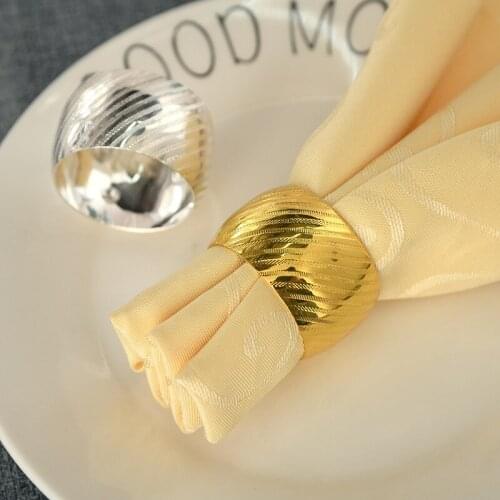 10pcs High-end hotel western restaurant table set jewelry gold and silver napkin buckle wave pattern ring napkin buckle