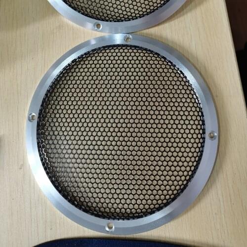 A Pair of 6.5-inch Aluminum Alloy Grille for Car Professional Audio Accessories, Metal Protective Cover Silver Protective Grille