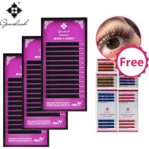 Genielash volume eyelash extensions Buy 3 get 1 candy lash for free individual lashes high quality mink lashes free color lashes