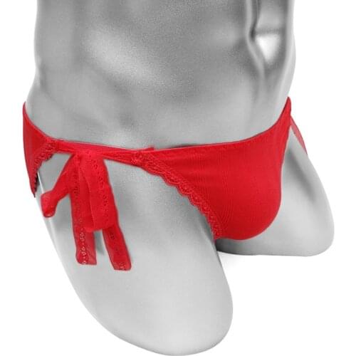 Sissy Briefs Lingerie Panties Sexy Mens Underwear Erotic Bikini Lace-Up Bandage Adult Costume Male Underpants