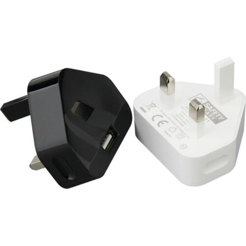 UK 3 Pin Mains Plug 5V 1A USB Wall Charger Power Adapter Home Travel Office Charging For iPhone Xiaomi LG Phones Tablets 50pcs