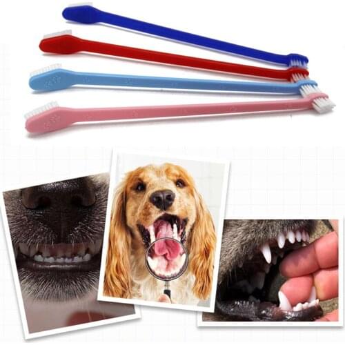 Super Soft Pet Toothbrush Teddy Dog Brush Bad Breath Tartar Teeth Tool Dog Cat Cleaning Supplies Double Head Toothbrush