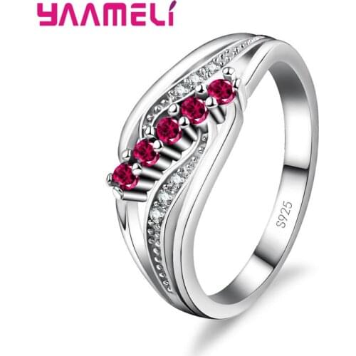 Unique Design 5 Colors CZ Crystal Finger Rings 925 Sterling Silver for Women Wedding & Engagement Jewelry